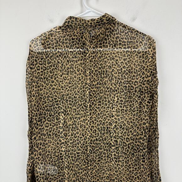J.Crew Sheer Leopard Print Shirt Crinkle Chiffon Cupro Blouse Brown US 4 NWT - Picture 8 of 11